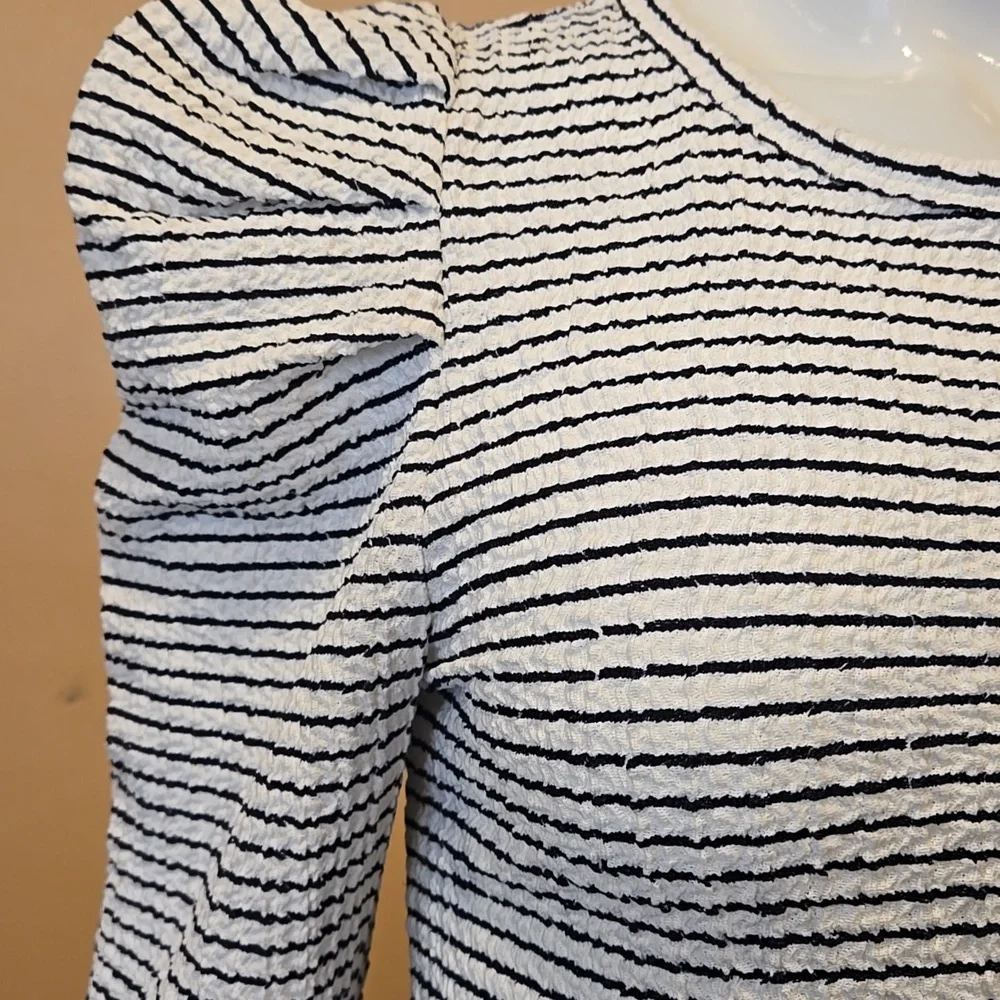 Loft Striped Puff Sleeve Top